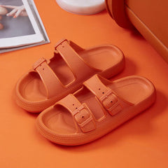 Fashion Buckle Thick Platform Slippers Women Home Soft Sole eva Cloud Slides Sandals Woman 2023 Summer Non Slip Beach Flip Flops