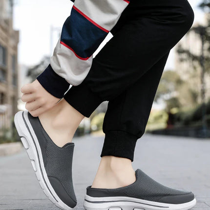 2024 Summer new breathable mesh shoes outdoor non-slip walking shoes comfortable sandals men half slippers casual loafers 35-48