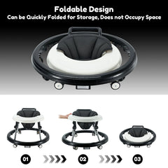 Baby Walker Foldable with 5 Adjustable Heights, Baby Walkers and Activity Center for Boys Girls Babies 7-18 Months, Baby Walker