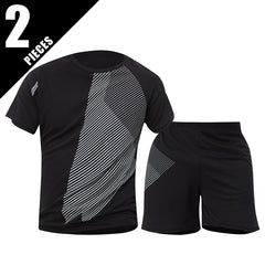 2/6 Pack Plus Size Men's Quick-drying Short-sleeved Shorts Suit Men's Leisure Sports Running Fitness T-shirt Joker Shorts Teen