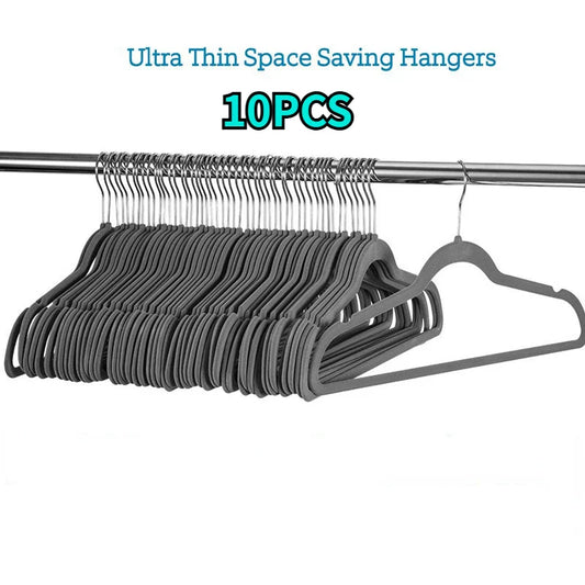 10pcs Flocking Clothes HangersThin High Quality Suits for Clothes Jackets Shirts Pants Coats Home Organizer organizador de ropa
