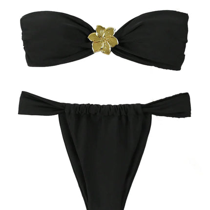 "2025 Sexy Bandeau Push-Up Bikini Set - Brazilian Thong Swimwear for Women"