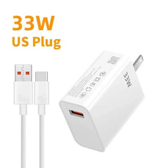 33W USB Charger Quick Charge 3.0 Fast Charging Mobile Power Adapter For Xiaomi Huawei Samsung Phone Charger with 6A Cable Charge