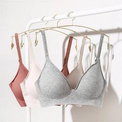 FINETOO Women Wireless Bra Deep V Padded Bralette S-XL Trendy Stripe Knitting Bras Sexy Ladies Brassiere Solid Underwear 6 Color