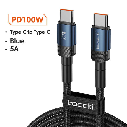 Toocki 60W/100W Type C to USB C Cable PD 3.0 Quick Charge Fast Charging Type C to Type C For Huawei Xiaomi Samsung Laptop