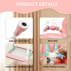 Baby High Chair, Portable Baby Dining Chairs Eat & Play Convertible High Chair with Double-Layer Dinner Plate and Toy Rack