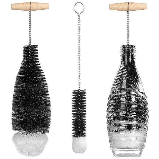 Soda Stream Bottle Brush With Beechwood Handle Glassware Jars Cleaner Kitchen Cleaning Tool Drink Wineglass Cup Cleaning Brush