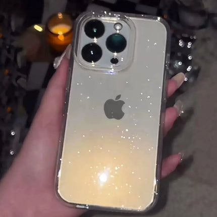 Luxury Bling Glitter Clear Phone Case For iPhone 16 15 14 13 12 11 Pro Max X XR XS 7 8 Plus Shockproof Transparent Soft Cover