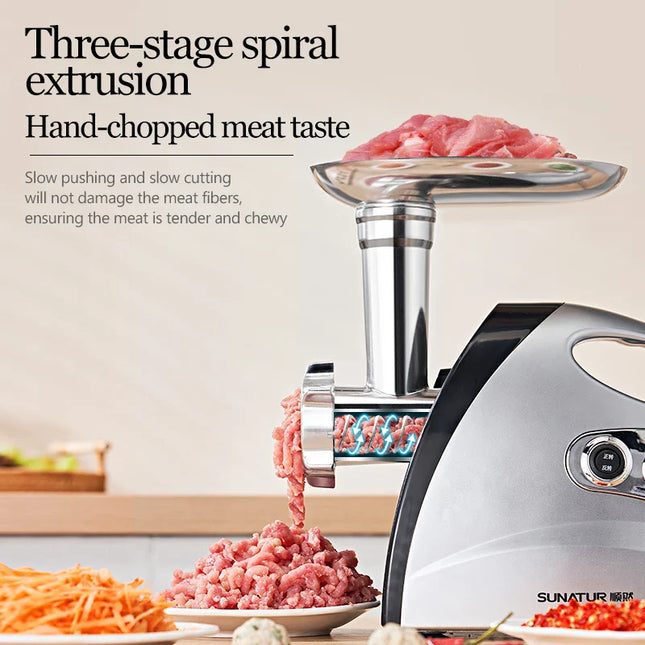SUNATUR Premium Electric Food Chopper & Meat Grinder - Kitchen Appliances Mincer  Processor Crusher for All Your Cooking Needs
