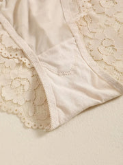 1 Set Elegant Erotic Lace Embroidery Breathable Fabric Lingeries : Push-Up Bra, Low Waist Sheer Panty - Ultimate Valentine's Day