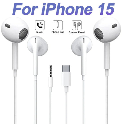 Type C Wired Earphones For Apple iPhone 15 Pro Max In-Ear With Microphone For Sumsung Onepuls Xiaomi Redmi Huawei USB C Earpbuds
