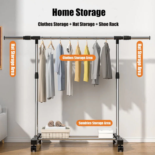 Telescopic Mobile Clothes Rack