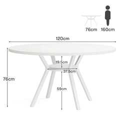 Tribesigns Round Dining Table for 4-6 People, 47-Inch Farmhouse Dinning Room Table Circle Kitchen Table, Industrial Dinner Table
