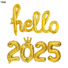 2025 Crown Number Foil Balloons Happy New Year Eve Party Decoration Photo Booth Props Supplies Christmas Home Decor Navidad 2024