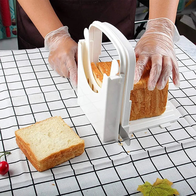 Bread Slicer Adjustable Toast Loaf Slicing Machine Foldable Plastic Bread Cutting Guide Tools For Homemade Bread Kitchen Baking