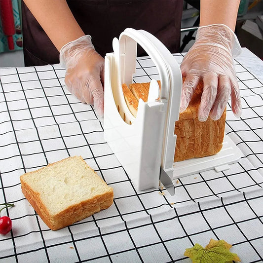 Bread Slicer Adjustable Toast Loaf Slicing Machine Foldable Plastic Bread Cutting Guide Tools For Homemade Bread Kitchen Baking