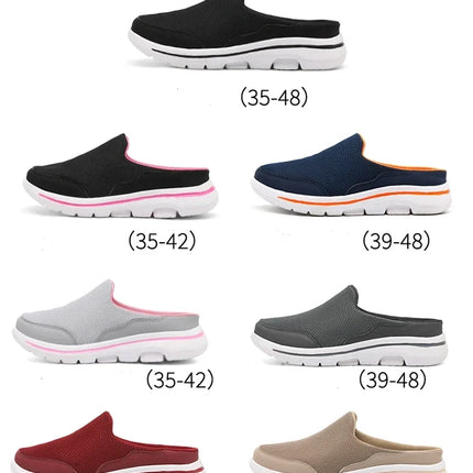 2024 Summer new breathable mesh shoes outdoor non-slip walking shoes comfortable sandals men half slippers casual loafers 35-48