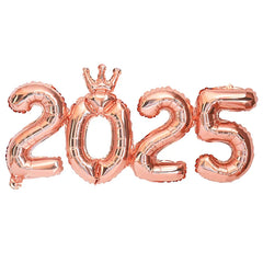 2025 Crown Number Foil Balloons Happy New Year Eve Party Decoration Photo Booth Props Supplies Christmas Home Decor Navidad 2024