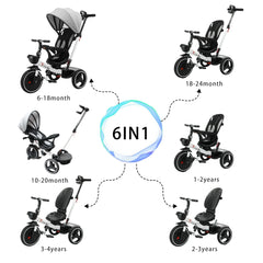 Ubravoo Baby Stroller Tricycle Ride Bike , 360 Degree Rotation Sitting & Lying,Celerity Disassembly & Assembly,1-5 Years