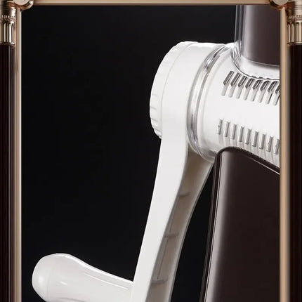 Rotary Cheese Grater Shredder Round Mandolin Slicer with Handle and 5 Drum Blades Kitchen Manual Vegetable Slicer Nuts Grinder