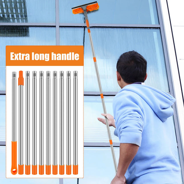 Extendable Window Cleaner Tools Set 2 in 1 Double Sided Window Cleaner Duster Tool 180° Rotatable Long Handle Window Mop