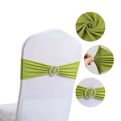 10pcs High-end Hotel Wedding Decoration Butterfly Knot Backrest Flower Spandex Chair Ribbon Chair Cover Elastic Strap
