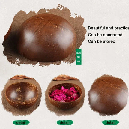 WIKHOSTAR Coconut Bowls For Serving Dishes Wooden Salad Natural Coconut Shell Bowl  Bowl Serving Utensils Breakfast Party