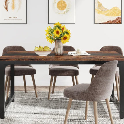 Tribesigns 63"x31.5" Dining Table, Industrial Kitchen Table for 6-8 Person, Rectangular Dinner Table for Dining Room Kitchen