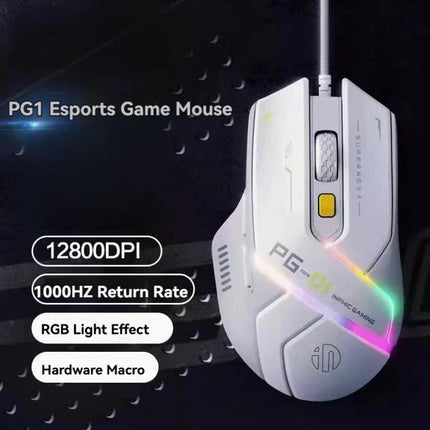 Inphic Pg1 Wired Mouse Gaming Mouse RGB Light Emitting   Macro Programming 12800DPI  6 Keys Computer Mouse For Office Home
