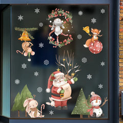 2024 Christmas Window Stickers Santa Claus Xmas Tree Cartoon Glass Decal Merry Christmas New Year Holiday Decorations for Home