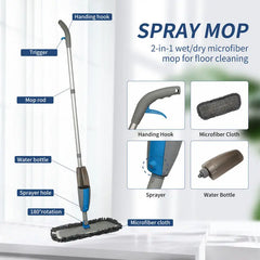Spray Mop Broom Set Magic Flat Mops for Floor Home Cleaning Tool Brooms Household with Reusable Microfiber Pads Rotating Mop