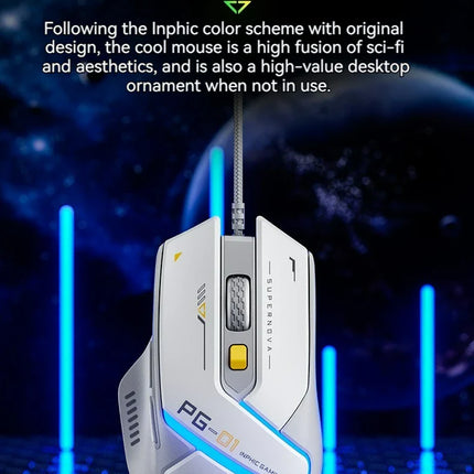 Inphic Pg1 Wired Mouse Gaming Mouse RGB Light Emitting   Macro Programming 12800DPI  6 Keys Computer Mouse For Office Home
