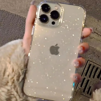 Luxury Bling Glitter Clear Phone Case For iPhone 16 15 14 13 12 11 Pro Max X XR XS 7 8 Plus Shockproof Transparent Soft Cover