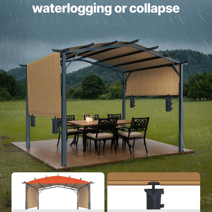 VEVOR Outdoor Pergola Arched Top Metal Pergola Retractable Pergola with Sun Shade Canopy Large Patio Shelter Pavilion for Deck