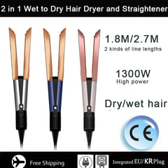 2-in-1 Hair Straightener and Dryer Combo - Negative Ion Heating Flat Iron for Quick, Long - Lasting Hair Styling at Home，salon