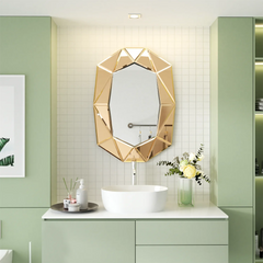 Asymmetrical Decorative Wall Mirror for Living Room and Bedroom, Glass Inlayed Accent Vanetian Mirror, 100cm