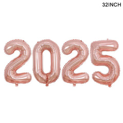 2025 Crown Number Foil Balloons Happy New Year Eve Party Decoration Photo Booth Props Supplies Christmas Home Decor Navidad 2024
