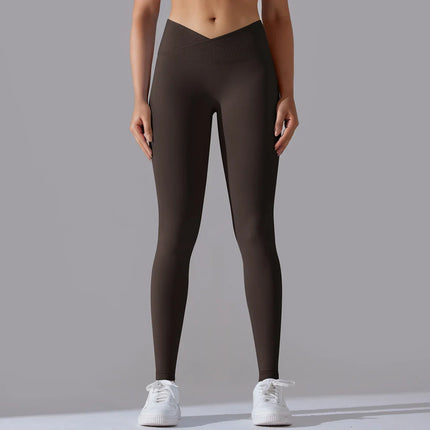 Crossover Waist Women Yoga Leggings Hips Lifting Gym Leggings Seamless Sport Pants High Waist Fitness Leggings Workout Running