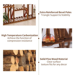 11 Tier Wood Plant Stand Carbonized High Widen Pot Display Shelf Holder Flower Shop Office Garden Indoor Outdoor Decor