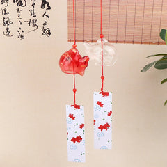 1PC Wind Chime Japanese Glass Bell Bells Style Goldfish Garden Hanging Outdoor Decor Pendant Furin Decorative Fish Ornament