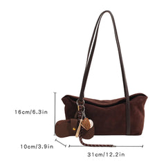 Autumn and Winter Vintage Women's Bag Suede Shoulder Bag Luxury Designer Top Handle Clutch Bag Purse for Women Retro Handbags