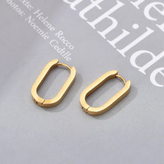 Classic Stainless Steel Hoop Earrings For Women Men Heart Star Oval Rectangle Round Triangle Gold Color Punk Hip Hop Jewelry