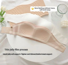 Women's bra strapless underwear thin non slip non marking invisible collection breast supplement jelly bra