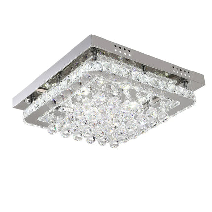KOMORE Modern Fancy Crystal LED Flush Mount Ceiling Light Fixture, Cool White / Stepless Dimming for Office, Living Room