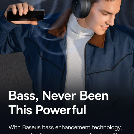 Baseus Bass 30 Max Wireless Headset Bluetooth 5.3 Over Headphones Bass-Enhancing 40mm Diaphragm Ultra Low Latency Earphones 50H