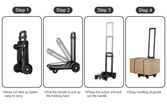 4 Wheel Trolley 40KG Heavy Duty Foldable Hand Sack Home Use Folding Truck Barrow Cart Portable Travel Luggage Shopping Cart