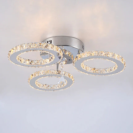 Modern K9 Crystal Led Rings Ceiling Lamp Chandelier Pendant Light Dimmable Luminaire Bedroom Living Dining Room Decor Fixture