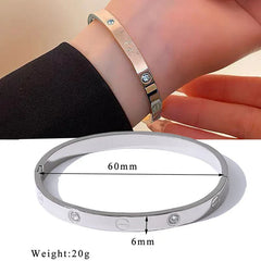 Classic Design Stainless Steel Rose Gold Color Smooth Metal Bracelet for Women's Non Fading Jewelry Trendy Explosive Accessories