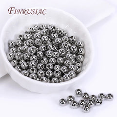 18K Gold Plated Separators For Bead,Spacers Beads For Jewelry Making,Brass Metal Round Beads,DIY Bracelets/Necklace Accessories