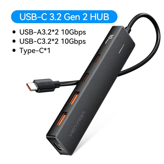 Vention New USB 3.2 Gen2 HUB 5 Ports Splitter 10Gbps USB A Type C HUB Multiport Adapter Laptop Expansion Desktop PC Accessories